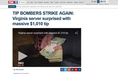 FOX5DC: TIP BOMBERS STRIKE AGAIN: Virginia server surprised with massive $1,010 tip